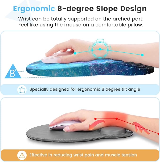 HAOCOO Ergonomic Mouse Pad with Wrist Rest Keyboard Wrist Rest Pad 3 PCS Computer Mouse Pad Sets for Desk Memory Foam Mousepad with Wrist Support for Office Gaming Laptop Galaxy Purple