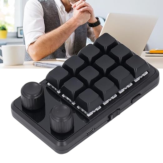 Hyuduo Mechanical Keyboard Blue Switch RGB Light 2.4G Customizable Programmable Macro 12 Keys Keyboard for Gaming