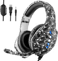 Gaming Headset with Microphone - for PC PS4 PS5 Switch Xbox One Xbox Series X|S - 3.5mm Jack Gamer Headphone with Noise Canceling Mic (Camo Black)