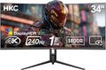 HKC CG345UK 34 Curved VA Gaming Monitor UltraWide 3440×1440 240Hz 1ms DIC HDR400 95% DCI-P3 Adjustable HAS DP+HDMI 2.1