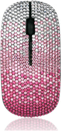 WONGS Bling Wireless Mouse Gradient Pink Crystal Rhinestone Rechargeable Wireless Silent Slim Mouse Sparkly Computer Mice with USB for LaptopNotebookPCMacBook - Gradient Black