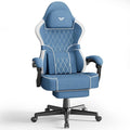 Ferghana Breathable Fabric Ergonomic Gaming Chair with Footrest and Linkage Armrest High Back Computer Game Chair with Massage Lumbar Support for Adult(Blue)