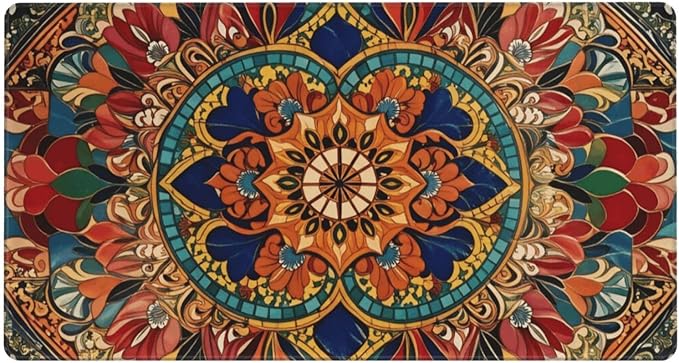 Mandala Flower Desk Cover MatExtended Large Mouse PadComputer Laptop Mat Desk Decor for Office Game Home 30x16 Inch