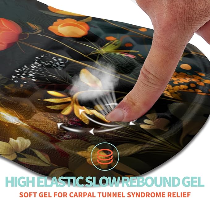 Ergonomic Mouse Pad Wrist Support with Memory Foam Massage Bulge Carpal Tunnel Pain Relief Mousepad Wrist Rest for Mouse(12x8 inch Midnight Forest)