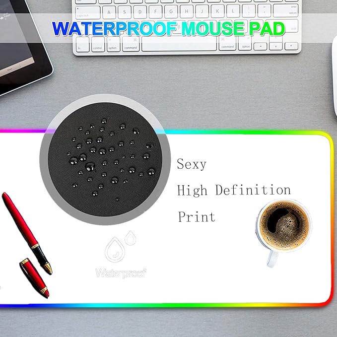 RGB Mouse Pad Sexy Anime Gaming LED Mouse Pad XXL Gamers Colorful USB Laptop Keyboard Pad Gaming Desk Sexy Butt Breasts Chest (35.43x15.74 inche)