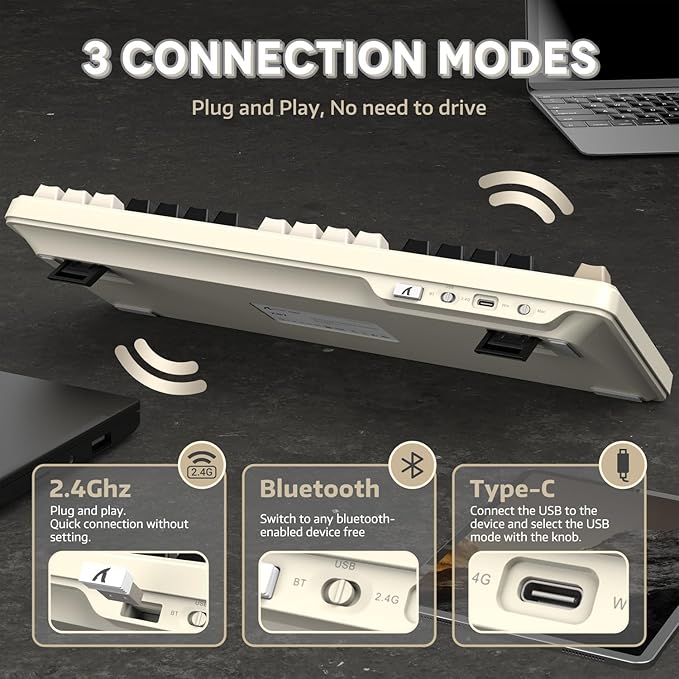 ATTACK SHARK X87 Wireless Mechanical Keyboard87 Keys Compact TKL Gasket Gaming KeyboardHot Swappable Custom Keyboard with Five-Layer PaddingFull RGB2.4G/USB-C/BTPre-lubed Switches (Retro White)
