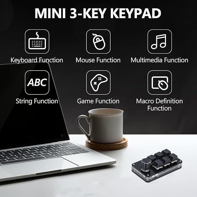 Macro Mechanical Gaming Keyboard One Handed Gaming Keyboard Programmable Keypad for Gaming Music Media and More