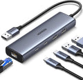 UGREEN USB to Ethernet Adapter 5 in 1 USB Hub with Ethernet with 2* USB-C 3.2 (10Gbps) + 1*USB-A 3.2/1*USB-A 2.0/Gigabit RJ45 Network LAN Internet Dongle Compatible for Laptop MacBook Pro/Air XPS