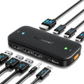 Lemorele USB C KVM Switch 2 Computer Sharing 4K@60Hz HDMI Monitor 100W PD Fast Charging 3×USB-A 2.0 + 1×USB-C 2.0 Data Ports 3.5mm Audio for Windows/Mac/Linux