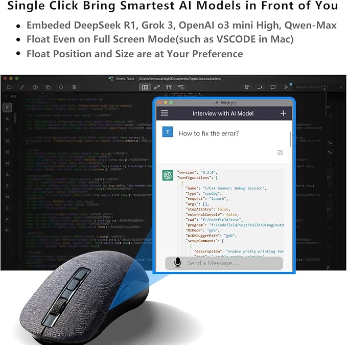 Qmouse Floating AI Widget with Multi Models Seamlessly Integrated Voice-to-Text Customizable Hotkey Button Screenshot OCR Support Local LLM Integration