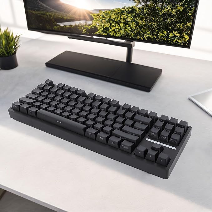 Yoidesu 87 Key Mechanical Keyboard Red Switch RGB Backlit 3 Modes Bluetooth Type C Wired Gaming Keyboard Compact and Lightweight