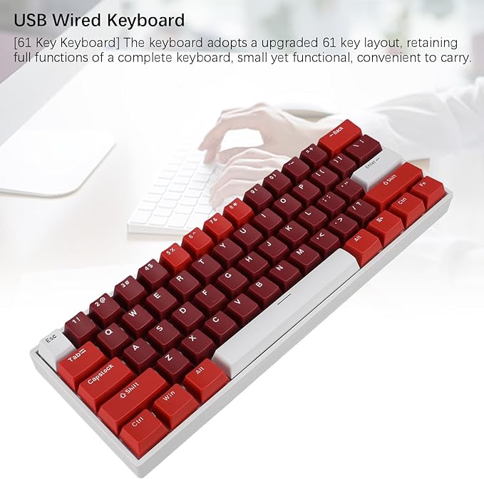 Yoidesu Mechanical Keyboard USB C Wired Gaming Keyboard Ham Theme Keycap RGB Backlit 61 Keys Blue Switch Computer Keyboard for Wins 2000 ME for Vista