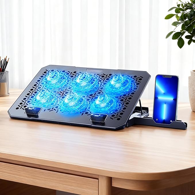 Genérico Laptop Cooling Base | Adjustable Laptop Desk Stand Laptop Stand with Fan | Use In Desk Apartment Office Meeting Travel