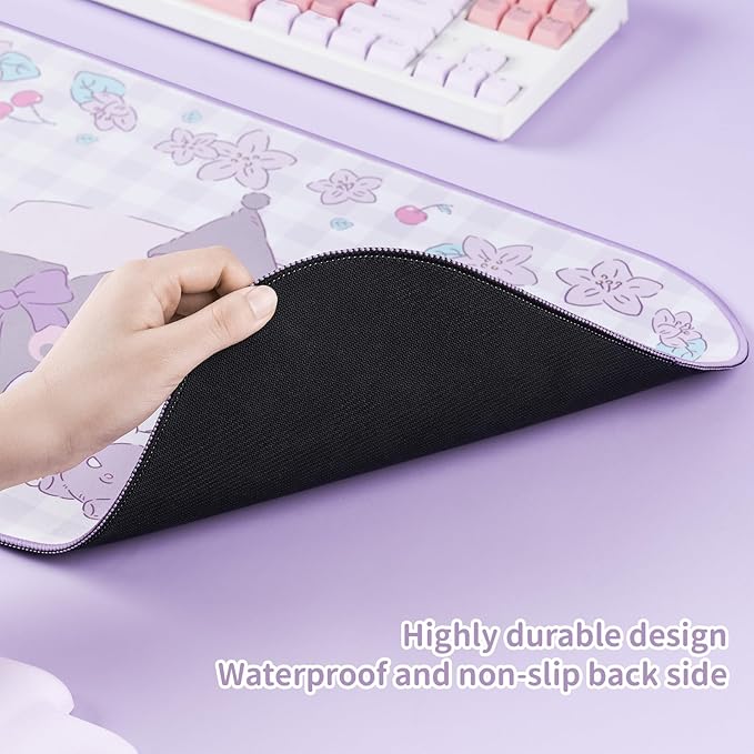 Kawaii Anime Mouse Pad Wrist Rest Support Set - Non-Slip Desk Mat and Memory Foam Bowknot Wrist Rest for Keyboard and MousePerfect for Gaming or Home Office Work - KLM Flower Dream