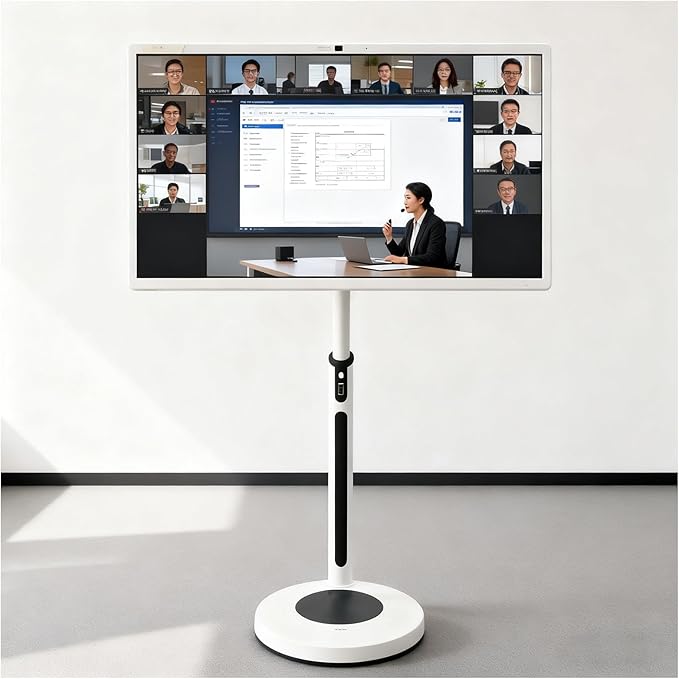 Rolling Swivel Portable Smart Screen 21.5 24 27 32 1080p/4K Touchscreen Monitor for Car RV Office Presentation(8+128gb(4k)32IN)