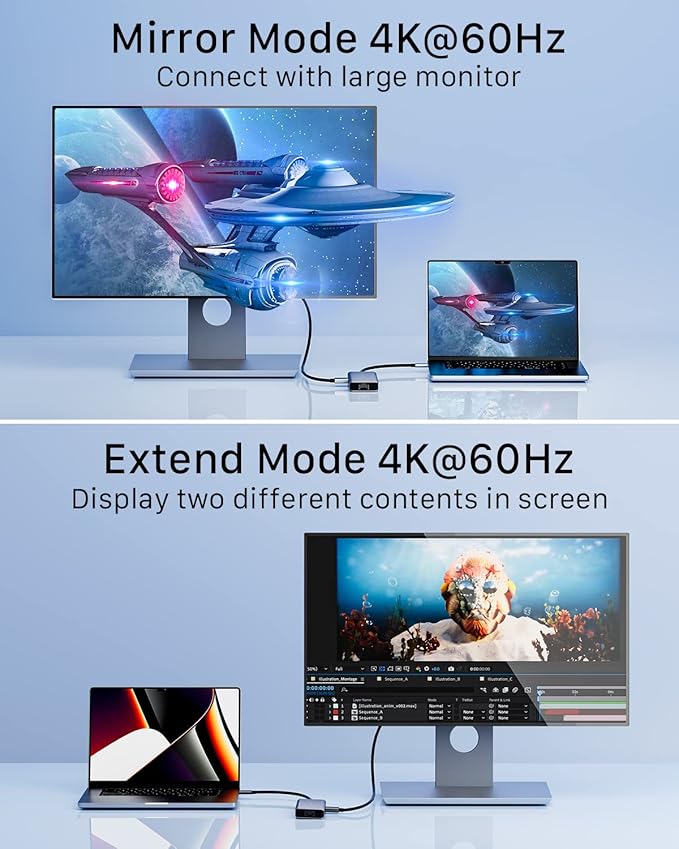 USB C HUB HDMI 4K@60Hz 8-in-1 Docking Station Multiports USB C Adapter with Gigabit Ethernet PD 100W 3*USBA 3.0 TF/SD USB C Dock Compatible for MacBook Pro/Air iPad Pro iPhone 15 Dell etc.