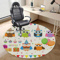 Pink Blue PU Leather Chair Mat for Hardwood &amp Tile Floor Cartoon Birthday Party Owl Desk Chair Mat Large Anti-Slip Floor Protector for Home Office Birthday Party Diameter 47.2 in