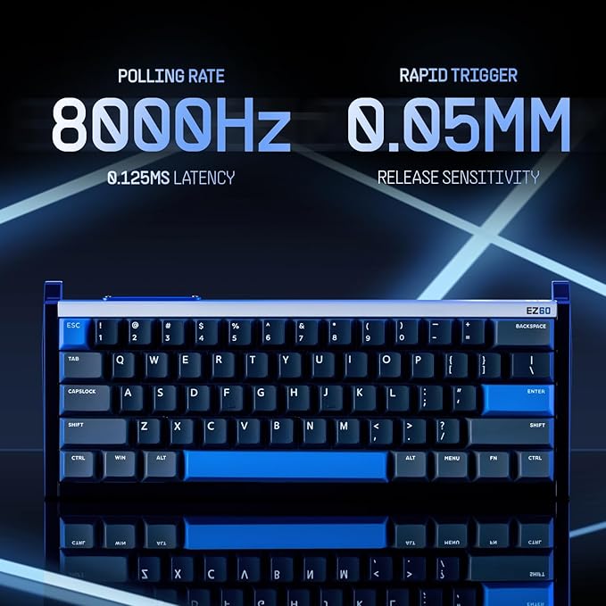IQUNIX EZ60 Gaming Keyboard 60% RGB Mechanical Keyboard 61 Keys with Star Trail Magnetic Switches Rapid Trigger Adjustable Actuation Double Shot PBT Keycaps for Win/Mac Laptop PC