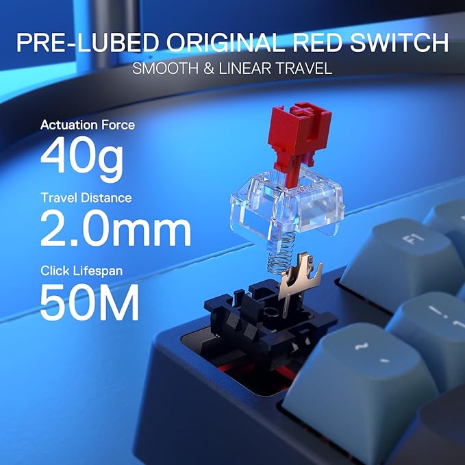 Redragon K582 SE Wired RGB Gaming Keyboard 104 Keys Mechanical Keyboard w/Mixed Color Round PBT Keycaps Dynamic 16.8M RGB Backlit &amp Linear Red Switch Redefine Software Supported