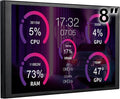 WOWNOVA 8 Inch LCD Screen Inside PC Case Screen (Desktop Mode Added) 1 Click 1 Cable to Get Started Computer Temperature Display Monitor Sensor Panel for Inside PC Case with Screen (Black)