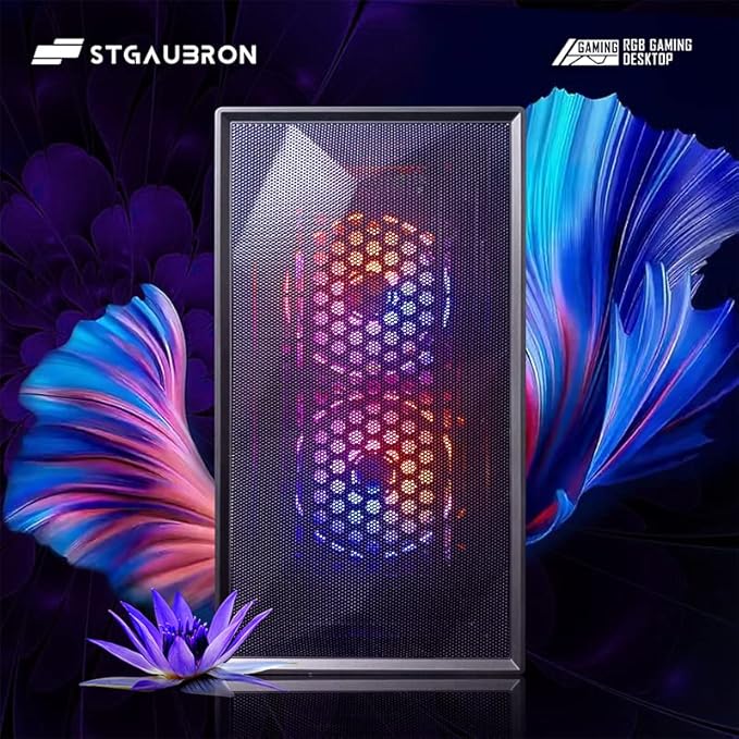 STGAubron Gaming PC Bundle with 24Inch FHD LED Monitor-Radeon RX 550 4G Intel Core I5 up to 3.7G 16G RAM 512G SSD RGB Fan x 2 Windows 11 Home