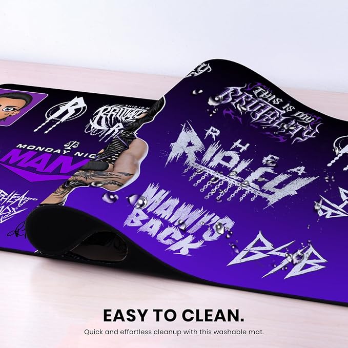 Head Case Designs Officially Licensed WWE Sticker Collage Rhea Ripley 37.4 x 15.75 x 0.16 inches (900 x 400 mm) - XL Gaming Office Desk PC Keyboard Mouse Mat Pad