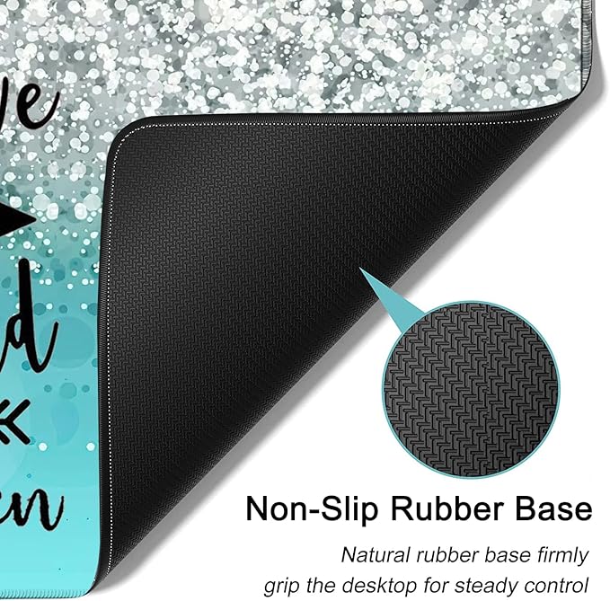 Large Mouse Pad Extended Office Desk Pad 31.5x11.8in Ergonomic Memory Foam Mouse Wrist Rest Support for Home Office Computer Writing Pad Work Hard Inspirational Blue Gradient Gilt Gaming Mouse Mat