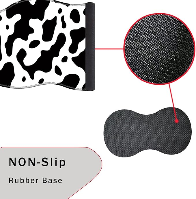 Mouse Pad with Wrist Support + Desk Mat + Coaster 3 in 1 Set XXL Large Gaming Mousepad Ergonomic Mouse Pads for Desk Computer Laptop OfficeCute Cow Print