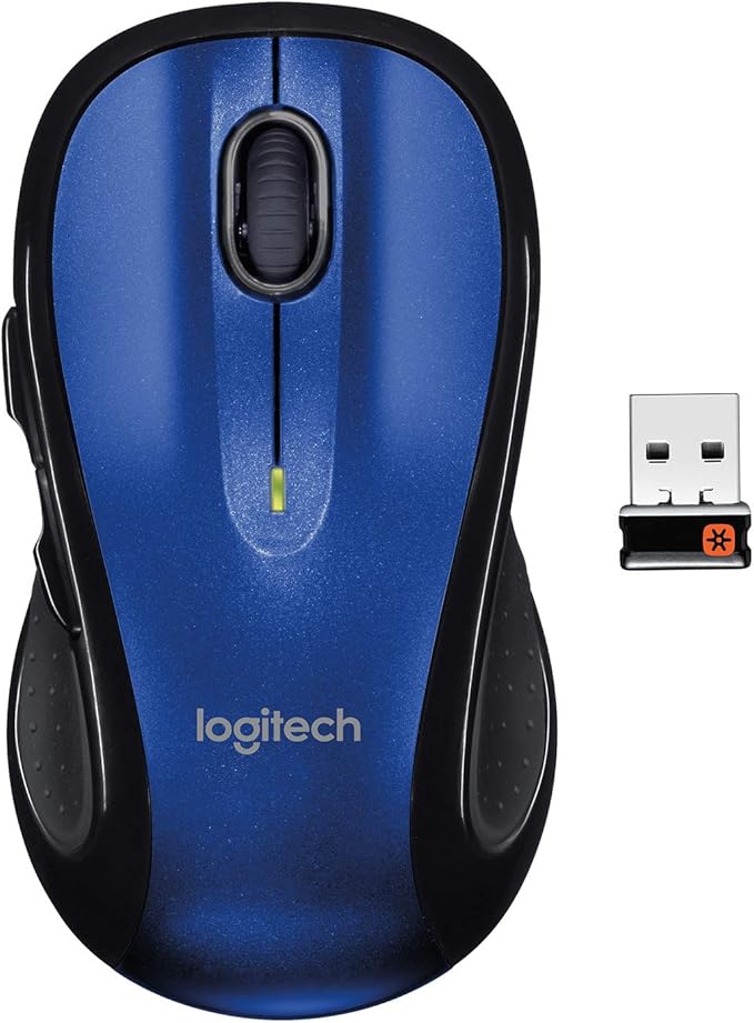 Logitech M510 Wireless Computer Mouse – Comfortable Shape with USB Unifying Receiver with Back/Forward Buttons and Side-to-Side Scrolling Blue