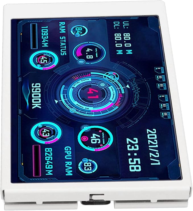 Computer Temp Monitor 320x480 Mini Screen PC Sensor Panel Display for Office (White)