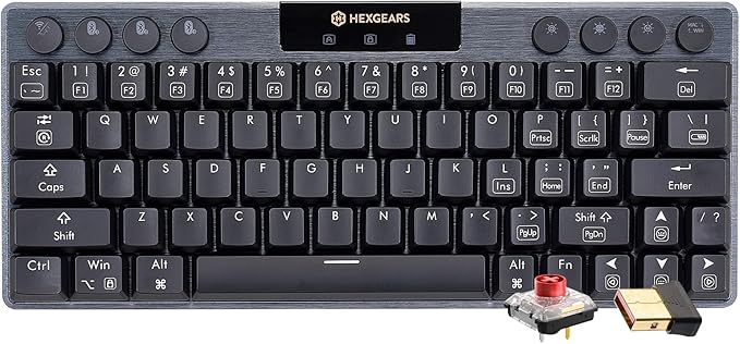 Hexgears A1 Low Profile Wireless Mechanical Keyboard - 60% Compact TKL Bluetooth 5.0/2.4GHz/Wired USB C Hot Swappable Linear Switch RGB Backlit Mini Portable Gaming Keyboard Aluminum for PC/MAC