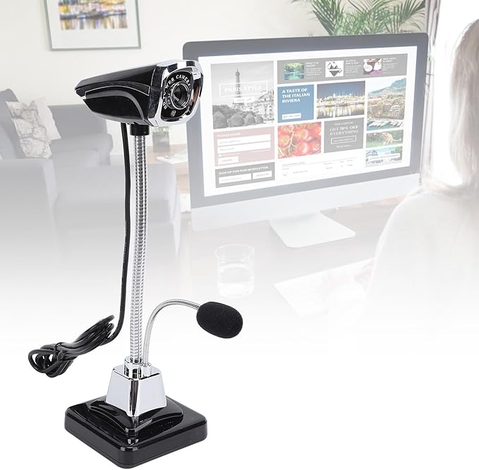USB Web Camera Adjustable Focusing 640 x 480 Pixels Computer Camera 360 Degree Rotation Webcam for Meetings Streaming Desktop Laptop PC