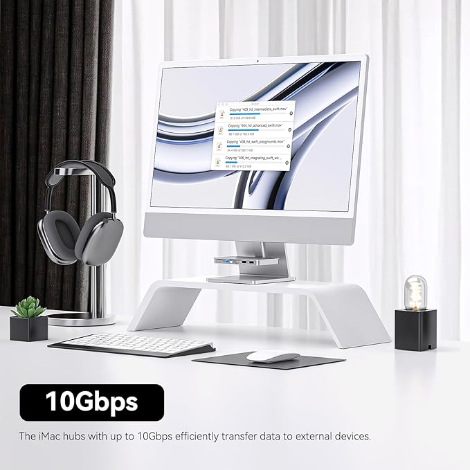 Minisopuru iMac Accessories for i Mac M1/M3/M4 USB C Hub for iMac2021/2023/2024 with USB A/C 10Gbps SD/TF iMac Adapter Compatible with iMac24 inch and Studio Display 27 Inches Silver.