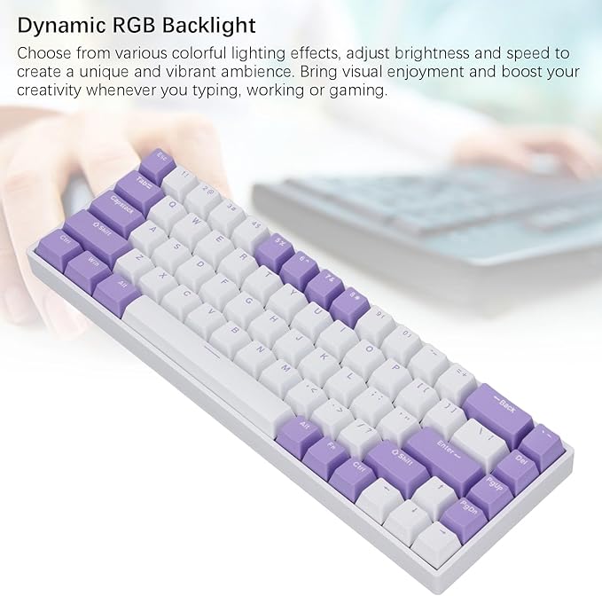 Vikye Mechanical Gaming Keyboard 3 - Modes 68 Keys Hot Swappable Keyboard with RGB Backlight for Laptop PC BT / 2.4GHz / Type - C