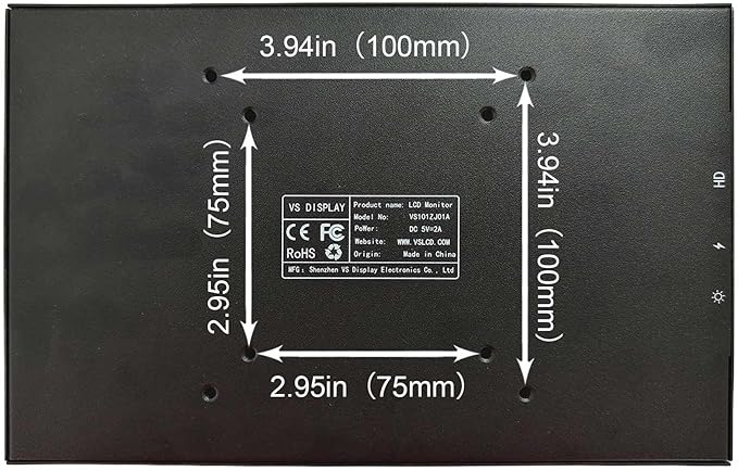 VSDISPLAY 10.1 Inch Portable LCD Monitor 1280x800 IPS Screen as Secondary Display for PC Case Computer Laptop