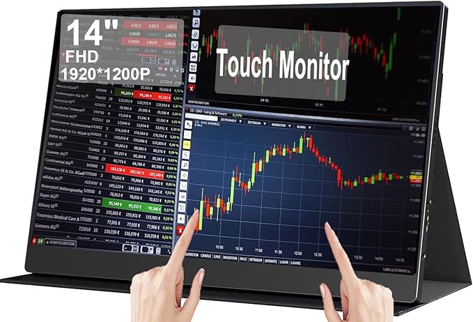14 Portable Touchscreen Travel Monitor 1920 * 1200P IPS/HDR Laptop Screen Extender for Gaming and Computer Display Compatible with Laptop PC Phone PS4/PS5 Switch