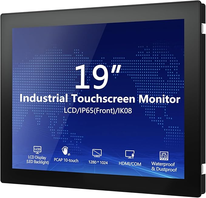 19 Inch Industrial Touchscreen Monitor10-Point Capacitive Touch IP65 LCD Display 4:3with VESA HDMI/VGA/DVI/USB/Audiofor Medical &amp Industrial &amp Kiosks POS.1280 * 1024