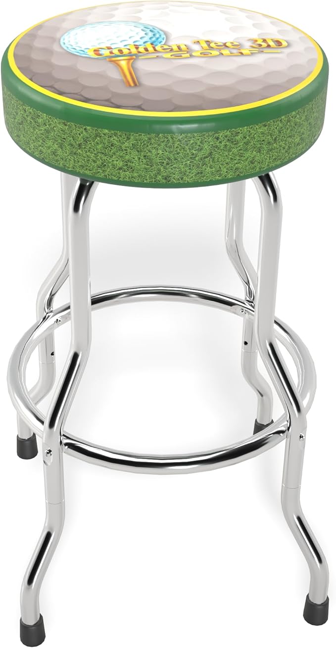 ARCADE1UP Officially Licensed Adjustable Stool with Chrome-Plated Steel Frame and High-Density Foam Padding for Supreme Gaming Comfort (Golden TEE)