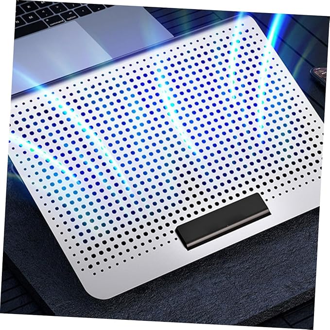 Gatuida Aluminum Laptop Radiator Cooling Stand with Quiet Exhaust Fan Adjustable Height Computer Rack for Home Office School Use Ergonomic Notebook Cooler with Enhanced Airflow and Stable
