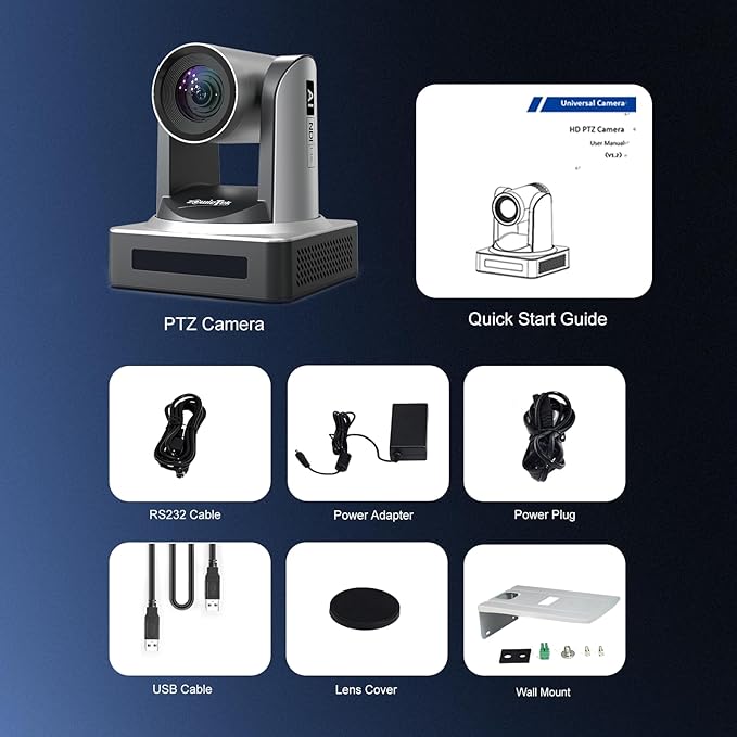 Zowietek NDI PTZ Camera (Native NDI 6 Certified) AI Auto Tracking PTZ Camera 1080P60 PoE 20X Optical Zoom 3G-SDI HDMI USB3.0 LAN Live Streaming for Church Meeting Education Sport Hospital Wedding