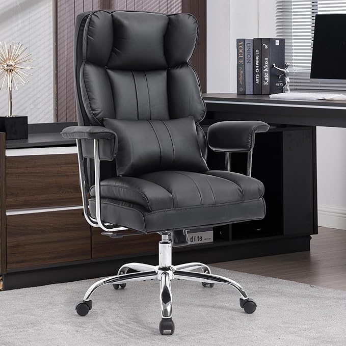 Big and Tall Office Chair 400lbs Wide Seat Executive Office Desk Chair High Back Computer Gaming ChairLumbar Support Computer Chair for Heavy PeopleBlack