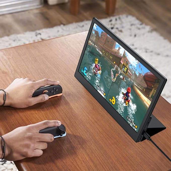 Portable MonitorPortable Monitor with Stand 11.6 HDMI USB-C IPS External Monitor Small Built-in Dual Speakers Gaming for Laptop PC Black