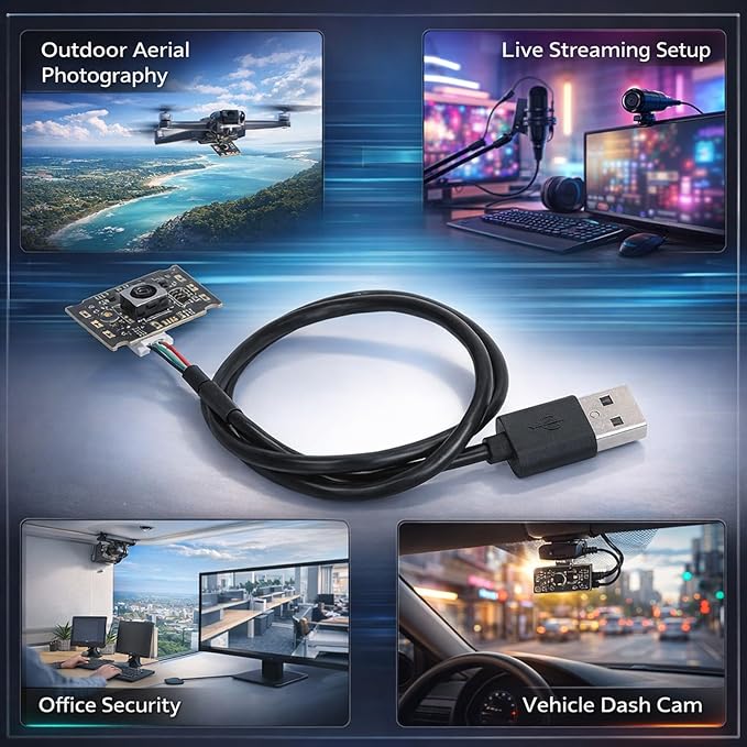2MP Distortion Camera Module OV2720 USB Output 1920x1080 30FPS - Auto Focus Lens Smooth Frame Rate Wide Compatibility for Embedded Systems and Devices