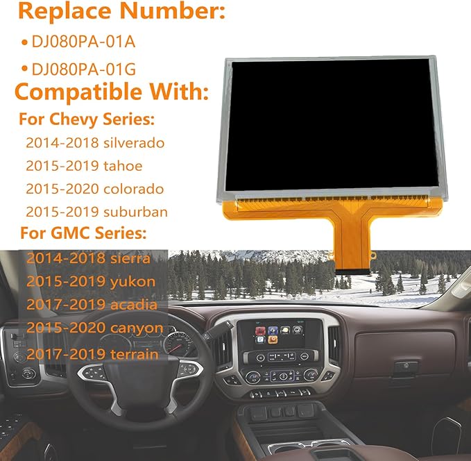 DJ080PA-01A 8 55 Pin Touch Screen Radio Digitizer LCD Monitor Navigation for Chevy Silverado Tahoe Colorado Suburban for GMC Sierra Yukon Canyon Terrian 2015-2018 Mylink TouchScreen Radio