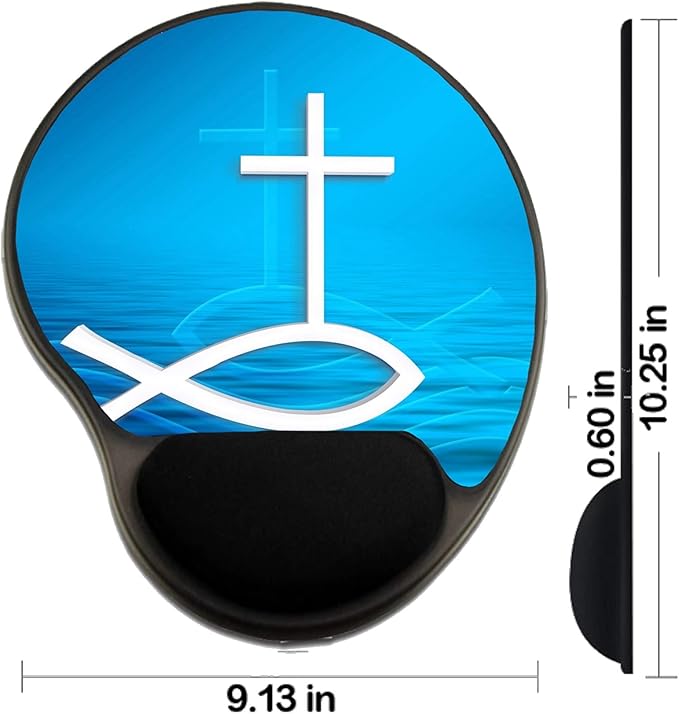 MSD Mousepad Wrist Rest Protected Mouse Pads/Mat with Wrist Support Design for Religion Cross God Light Christian Christ Jesus Religious Symbol Christiani