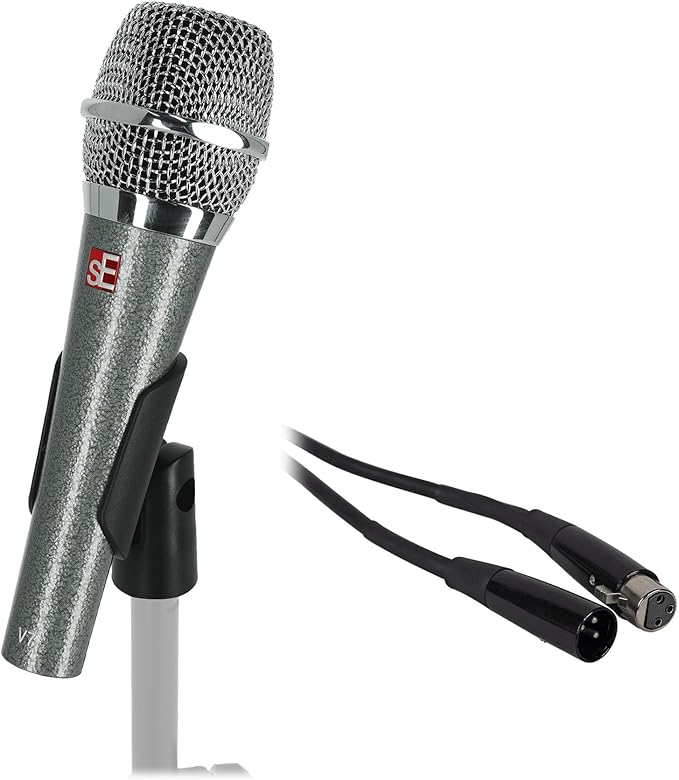 Audiosavings Bundle: Se Electronics V7 VE Vintage Edition Supercardioid Dynamic Handheld Microphone Bundle with Rockville RCXFM20E-B 20 Foot Female to Male XLR Mic Cable Black 100% Copper (2 Items)