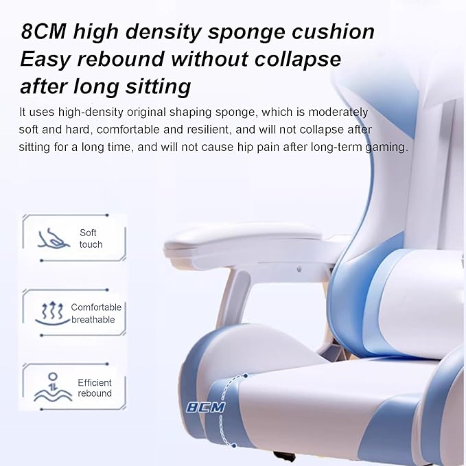 Gaming Chairs for Adults Height Adjustable Office Chair Computer Chair with Footrest for Play Work Study 360°Swivel Seat