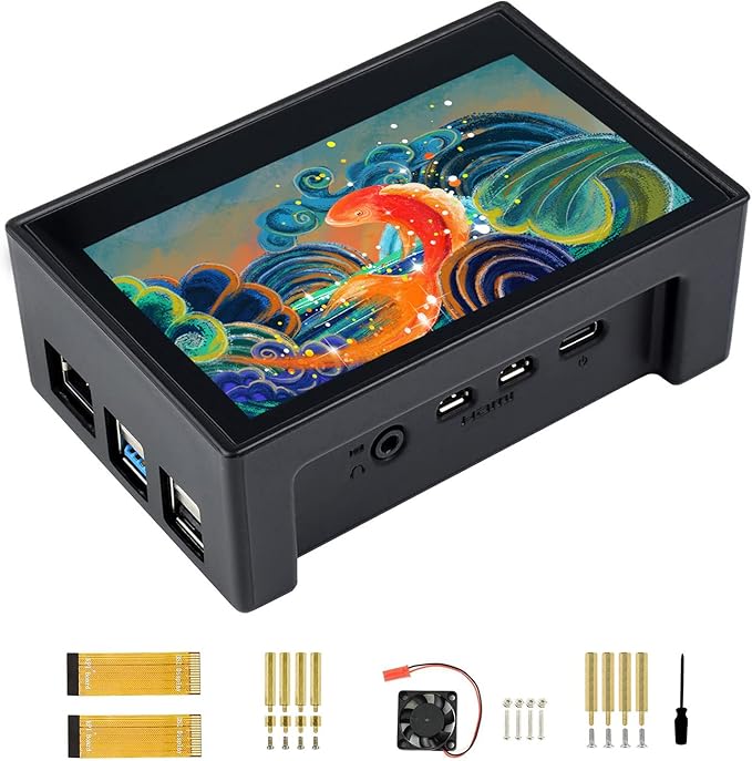 Waveshare 4.3 Inch Touch Screen DSI LCD with Case for Raspberry Pi 4B 800×480 Resolution Monitor IPS Capacitive Screen Support Raspbian/Ubuntu/Kali/Retropie/WIN10 IoT