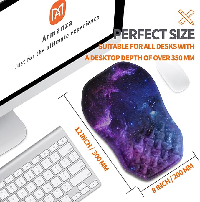 Ergonomic Slope Mouse Pad Wrist Support Wrist Rest Mousepad for Carpal Tunnel Pain Relief with Massage Bulge and Slow Rebound Memory Foam (12x8 inch Galaxy)