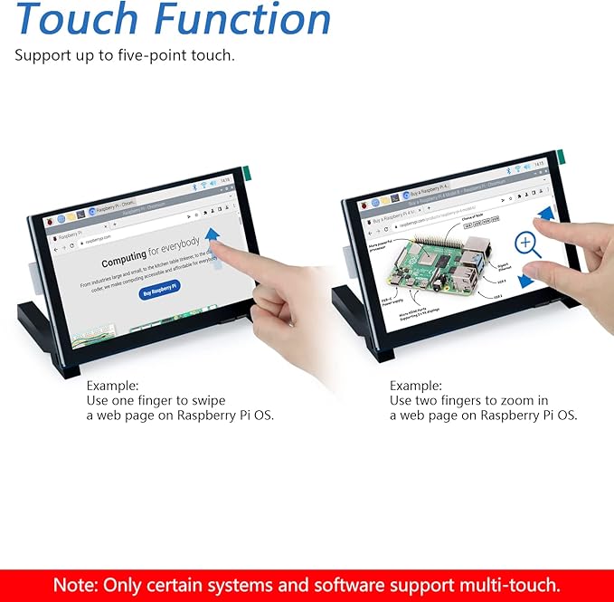 FREENOVE 5 Inch Touchscreen Monitor for Raspberry Pi 5 4 B 3 B+ A+ 800x480 Pixel IPS Display 5-Point Touch Capacitive Screen Driver-Free MIPI DSI Port